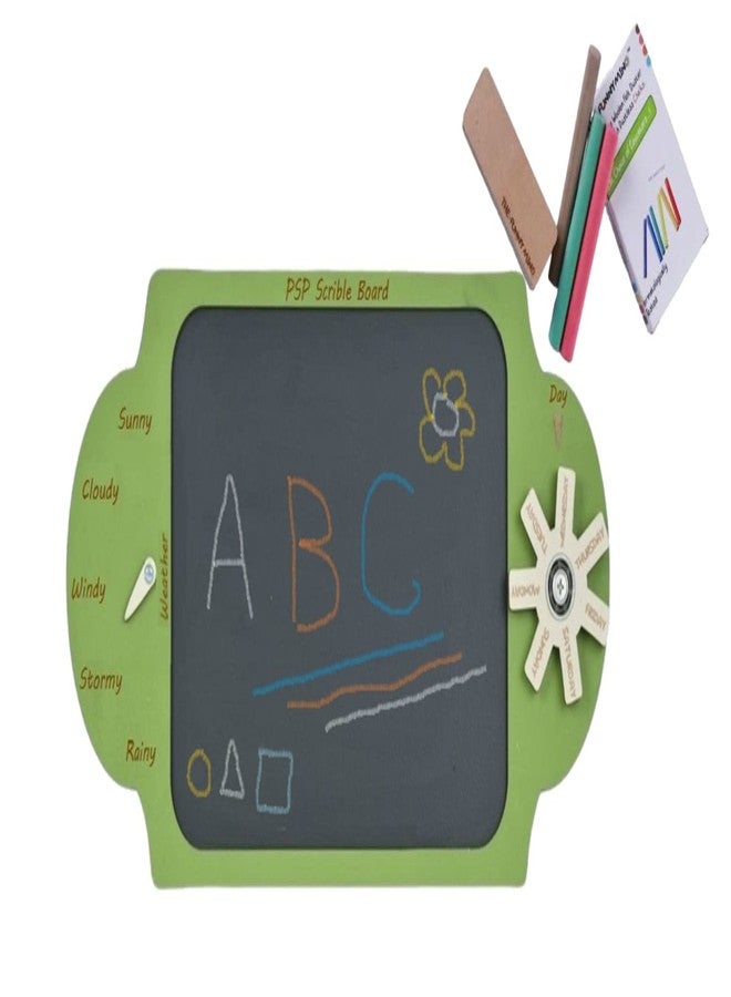 The Funny Mind Multipurpose Wooden PSP Scribble Chalk Board with Chalk and Duster | Black Slate for Kids, Decoration, Kitchen, Writing, Drawing, and Play | Mini Black Board | Writing Slate - Image 1